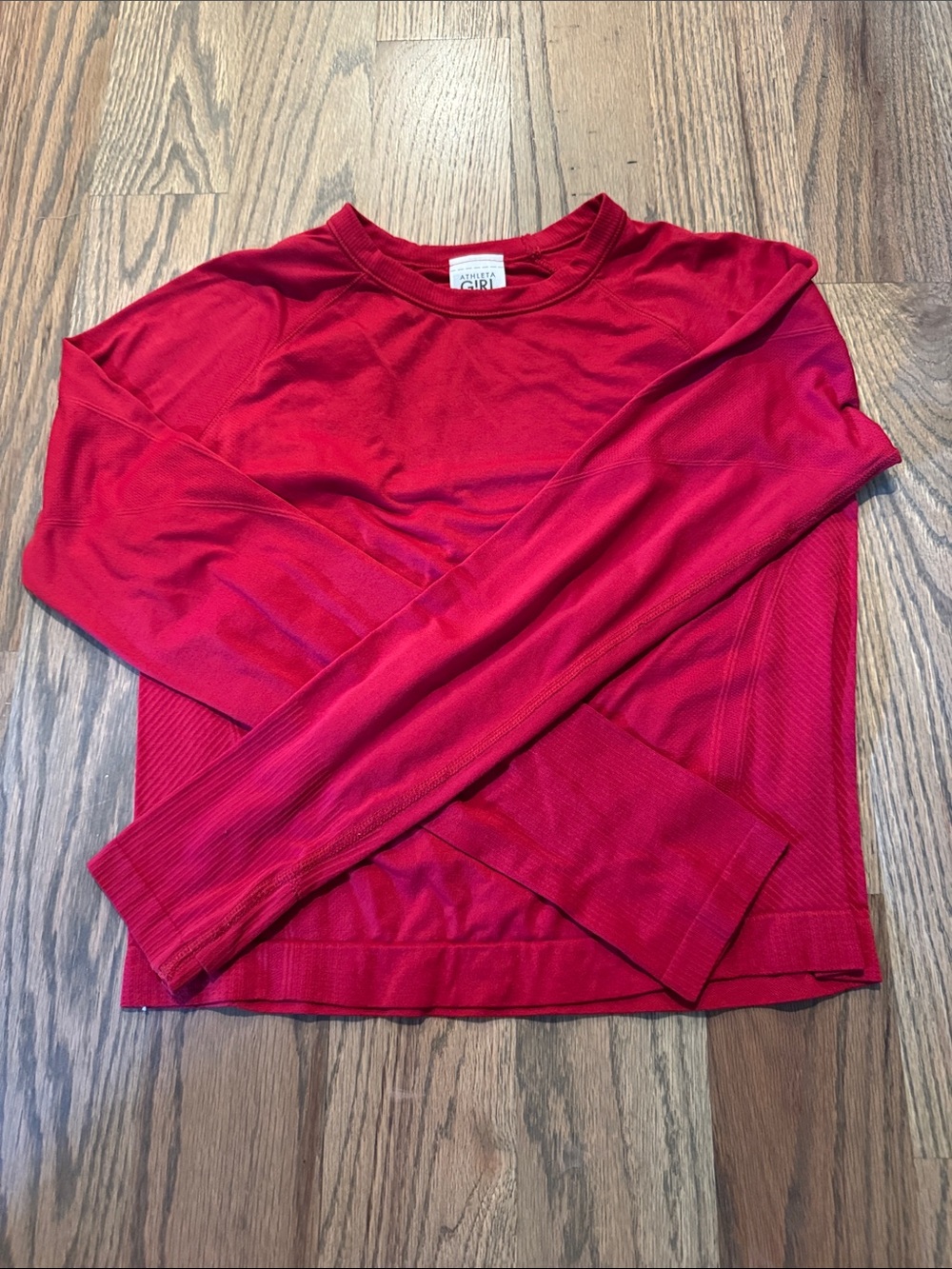 Athleta Red Long Sleeve Performance Crew Top